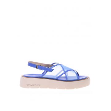 Sandale flatform de plasa cu garnituri de piele