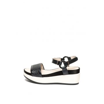 Sandale wedge de piele Blanche