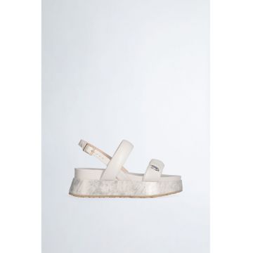 Sandale wedge de piele ecologica