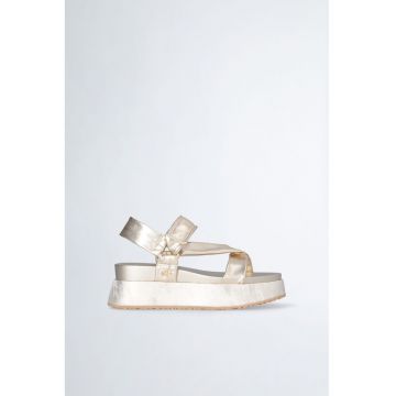 Sandale wedge de piele ecologica