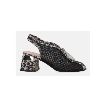 Sandal cu toc masin si animal print