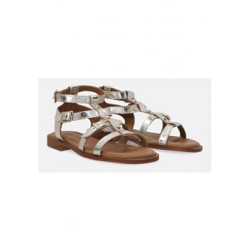Sandale cu aspect metalizat din piele