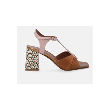 Sandale Cu Piele Intoarsa Si Model Decorativ