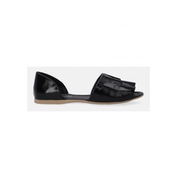 Sandale d'Orsay din piele lacuita cu pliuri decorative