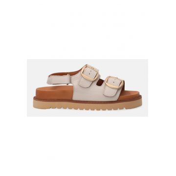 Sandale de piele cu platforma si catarame