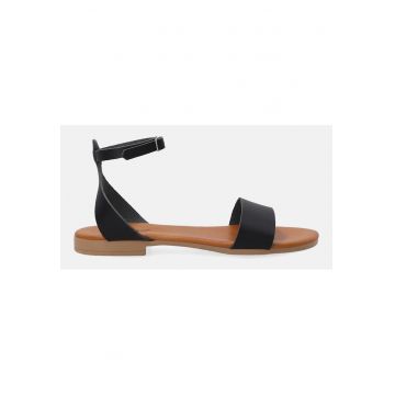 Sandale de piele uni cu bareta pe glezna