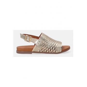 Sandale din piele cu aspect metalic