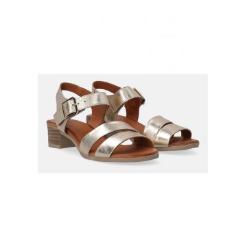 Sandale din piele cu aspect metalizat