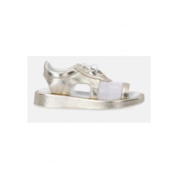 Sandale din piele cu aspect metalizat -