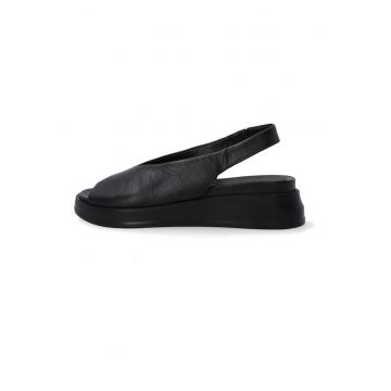 Sandale din piele cu platforma si bareta slingback -