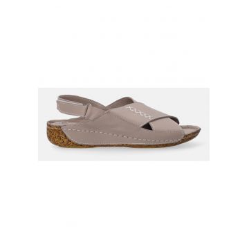 Sandale din piele cu talpa wedge si inchidere velcro