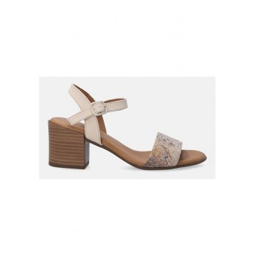 Sandale din piele nabuc cu model piele de reptila