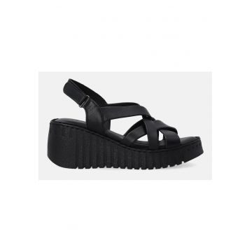 Sandale din piele naturala cu talpa wedge