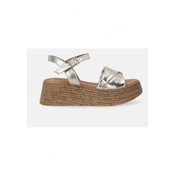 Sandale-espadrile cu aspect metalizat