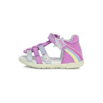 Sandale Fetite -  din Piele cu stelute - AC048-204 - Mov