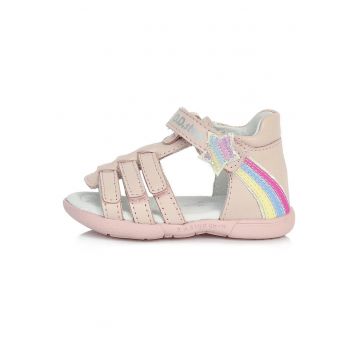 Sandale Fetite -  din Piele cu stelute - AC048-204 - Roz
