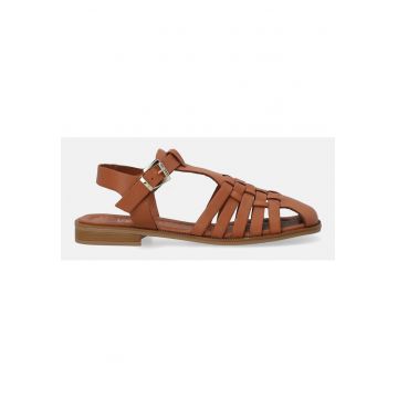 Sandale fisherman din piele - Maro