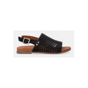 Sandale negre din piele cu decupaj