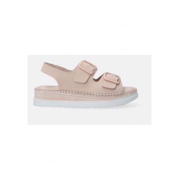Sandale uni din piele cu design cu catarame