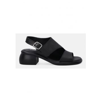 Sandale uni din piele cu toc masiv -