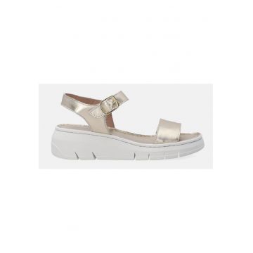 Sandale wedge cu aspect metalizat