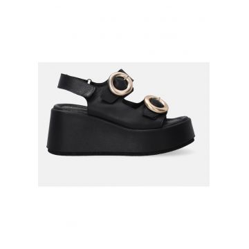 Sandale wedge din piele