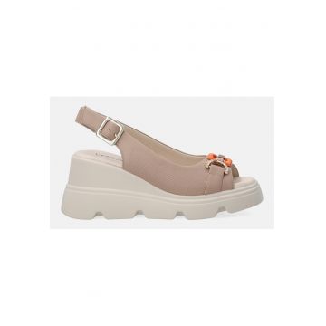 Sandale wedge din piele cu decupaj