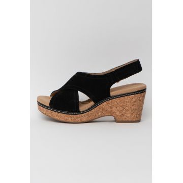 Sandale demi-wedge de piele intoarsa Giselle Cove