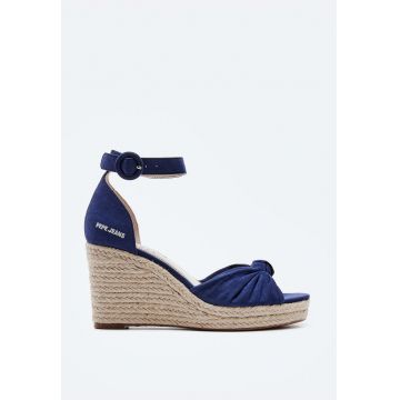 Sandale wedge tip espadrile din denim