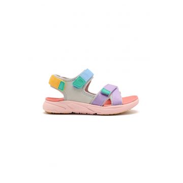 Sandale cu model colorblock si inchidere velcro