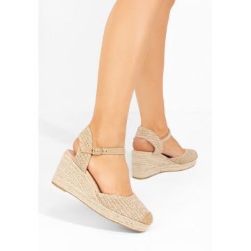 Sandale cu platforma tip espadrile Paty kaki