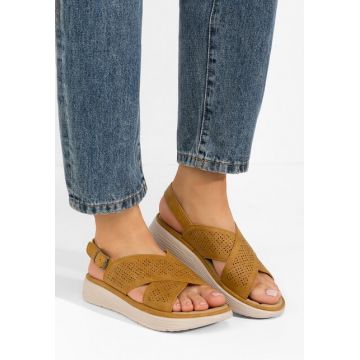 Sandale cu talpa groasa Fanya camel