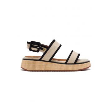 Sandale cu talpa wedge si catarama - Negru