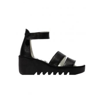 Sandale dama  BONO 290 - negru - piele naturala - fixare Velcro