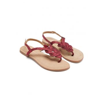 Sandale de piele cu bareta separatoare Zupanja - Visiniu