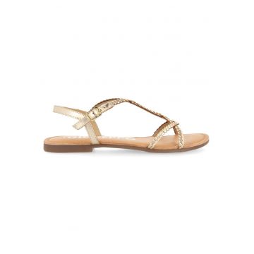 Sandale de piele cu design impletit - Auriu