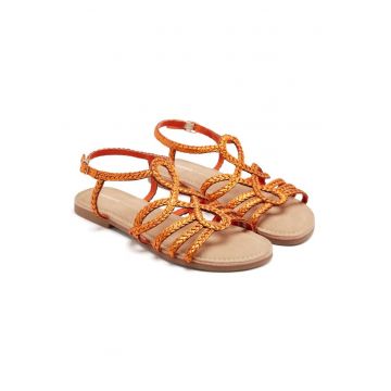 Sandale de piele cu model impletit Yakima - Portocaliu