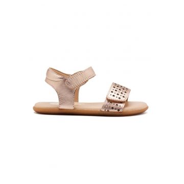 Sandale din piele cu perforatii - Auriu rose