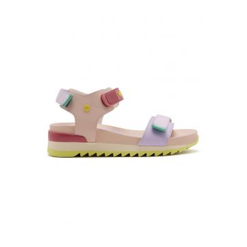 Sandale din piele ecologica cu inchidere velcro - Alb fildes