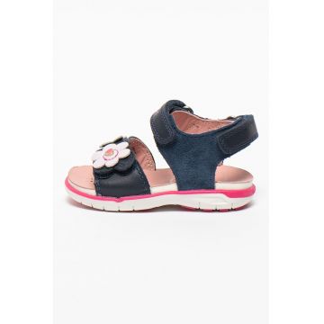 Sandale din piele intoarsa si piele cu detalii florale Delhi