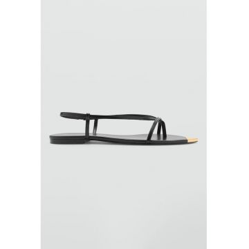 Sandale flatform din piele intoarsa cu detaliu auriu