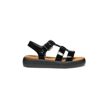 Sandale joase gladiator din piele ecologica cu platforma - Negru