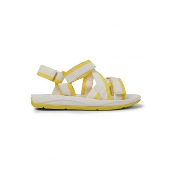 Sandale cu barete multiple si inchidere cu velcro Match - Alb/Galben