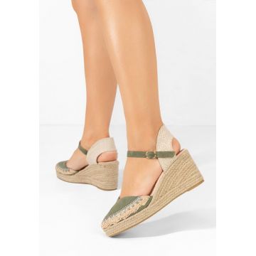 Sandale cu platforma tip espadrile Merle verzi