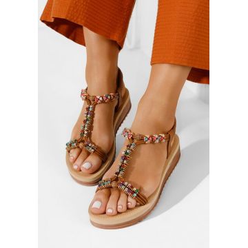 Sandale cu talpa groasa Noelia camel