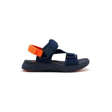 Sandale cu talpa plata si inchidere velcro - Albastru royal/Bleumarin