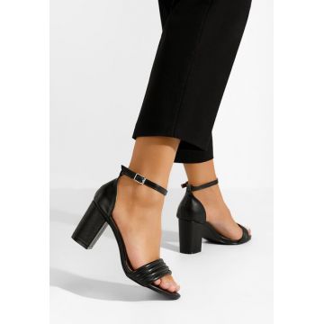 Sandale cu toc gros Bravia negre