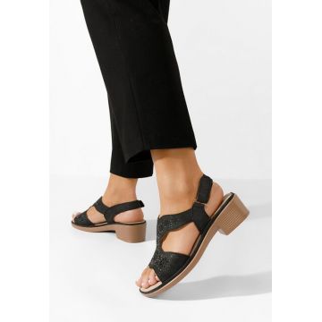 Sandale cu toc gros Thirza negre