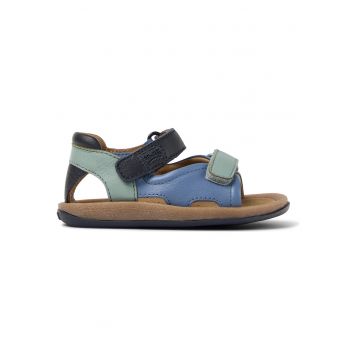 Sandale de piele cu inchidere velcro - Verde pal/Albastru
