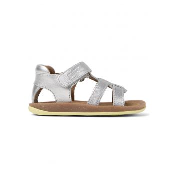 Sandale de piele cu velcro Bicho Bicho - Argintiu